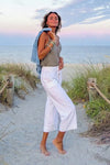 Bella Dahl Clothing Sadie Two Pocket Wied Leg Crop Style B3404-514-521 in White;Cropped Wide Leg Pant; 