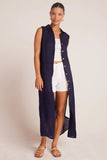 Bella Dahl Clothing Side Slit Duster Dress Style B6843-F95-302 TCNVY in Tropic Navy; 