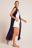 Bella Dahl Clothing Side Slit Duster Dress Style B6843-F95-302 TCNVY in Tropic Navy; 