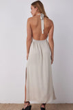 Bella Dahl Clothing Smocked Waist Halter Midi Dress Style B6704-C01-302 SIVRY In Sandy Ivory;Halter Midi Dress;Smocked Waist Dress; 