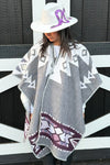 Bella Soul Clothing Pacha Reversible Poncho; Aztec Patterned Reversible Poncho; Reversible Fall Poncho