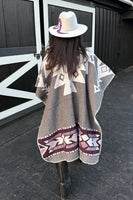 Bella Soul Clothing Pacha Reversible Poncho; Aztec Patterned Reversible Poncho; Reversible Fall Poncho