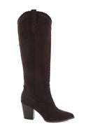 Billini Finley Boot in Chocolate Suede;suede cowgirl style boot;fall suede boot;brown suede to the knee boot; 