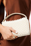 Billini Jeanie Handle Bag Style HB465 in Bone; Faux Pearl Beaded Hand Bag; Bride to be handbag