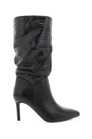 Billini Shoes Jennifer Boot in Black Scale;Heel Slouchy Boot;Scaled Slouchy Boot;Black Textured Heeled Slouchy Boot;Billini Black Boot