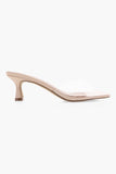 Billini Shoes Topaz Heel Mule in Nude Patent and Clear; Clear Tow Strap Heel