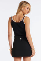 Bishop and Young Charlize Crochet Detail Tank Top Style K4FSW3177 in Black; Crochet Trim V-Neck Tank Top