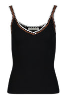 Bishop and Young Charlize Crochet Detail Tank Top Style K4FSW3177 in Black; Crochet Trim V-Neck Tank Top