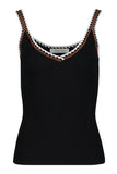 Bishop and Young Charlize Crochet Detail Tank Top Style K4FSW3177 in Black; Crochet Trim V-Neck Tank Top