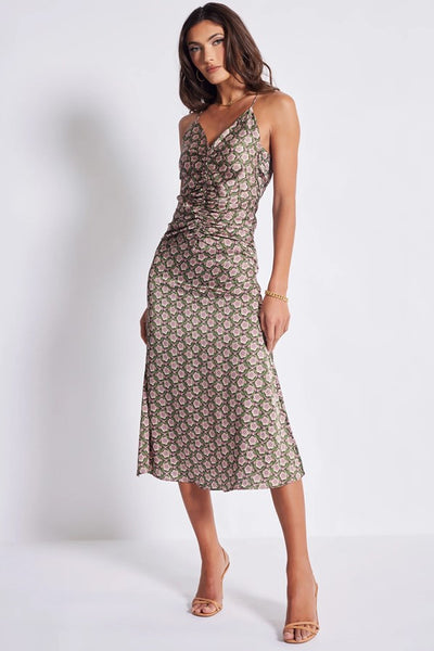 Adria Ruched Front Dress Clover Print / XS Adria Ruched Front Dress Clover Print / XS