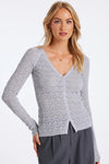 Bishop and Young Clothing Bijou Pointelle Cardigan Style K4FSW3143A MNC in Monochrome;Fall Button Front Pointelle Knit Cardigan; 