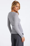 Bishop and Young Clothing Bijou Pointelle Cardigan Style K4FSW3143A MNC in Monochrome;Fall Button Front Pointelle Knit Cardigan; 