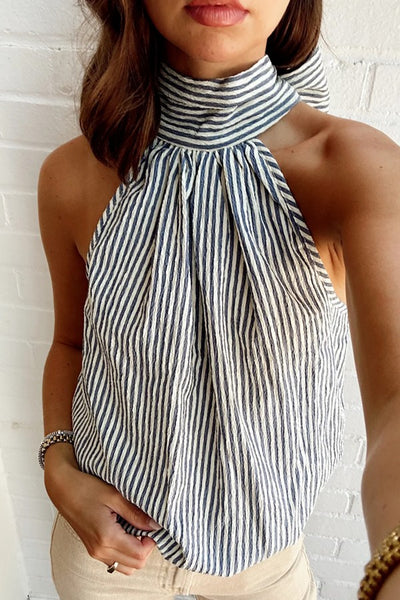 Bishop and Young Clothing SOMERSET BUBBLE TOP Style K4FTW3202-BSR in Blue Stripe; 