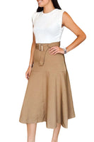 Bishop and Young Skye Zip Front Dress Style KFDW3108 in Blue Tencel;Bishop and Young Kristopher Dress Style K4FDW3111B in Honey; 2 Piece Layered Look Dress