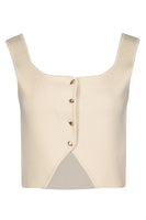 Bishop and Young Mara Button Down Tank Top Style K4FSW3134 in Natural; Decorative Gold Button Tank Top