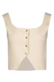 Bishop and Young Mara Button Down Tank Top Style K4FSW3134 in Natural; Decorative Gold Button Tank Top