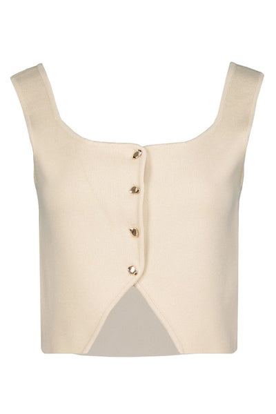 Bishop and Young Mara Button Down Tank Top Style K4FSW3134 in Natural; Decorative Gold Button Tank Top