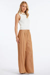 Bishop and Young Marbella Wide Leg Pant Style K4FPW2731A-HNY in Honey; Pleated Wide Leg Trouser Pant