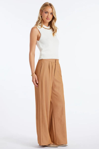 Bishop and Young Marbella Wide Leg Pant Style K4FPW2731A-HNY in Honey; Pleated Wide Leg Trouser Pant
