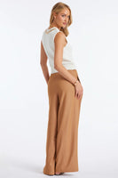 Bishop and Young Marbella Wide Leg Pant Style K4FPW2731A-HNY in Honey; Pleated Wide Leg Trouser Pant