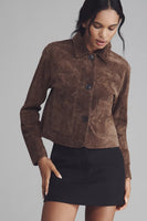 Blank NYC Black Coffee Crop Suede Jacket Style 73K-5520 BAC in Black Coffee;Cropped Suede Jacket;Brown Suede Jacket; 