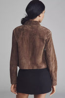 Blank NYC Black Coffee Crop Suede Jacket Style 73K-5520 BAC in Black Coffee;Cropped Suede Jacket;Brown Suede Jacket; 