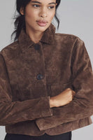 Blank NYC Black Coffee Crop Suede Jacket Style 73K-5520 BAC in Black Coffee;Cropped Suede Jacket;Brown Suede Jacket; 