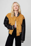 Blank NYC Book Smart Jacket Style 01XL6859 AHW in Camel and Black;Varsity Style Jacket;Blank NYC Varsity Jacket; 