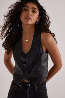 Blank NYC Business Deal Waist Coat STyle 09EV6808 in Black;Women's Faux LEather Waist Coat; 