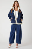 Blank NYC Feeling Frosty Trucker Style 03WK5985 FOB in color feeling freosty;Faux Sherpa and Denim Oversized Trucker Jacket;BlankNYC Sherpa and Denim Jacket;FAll Jacket; 
