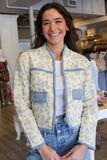 Blank NYC Love Song Jacket Style 08EZ5766 LOO in the color Love Song. a 100% cotton lightweight quilted floral spring jacket.