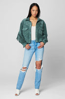 Blank NYC Olive Branch Jacket Style 62EG5628 OLK in Olive Branch;Suede Fringe Jacket;Faux Suede Fringe Jacket;Blank NYC Fringe Jacket; 