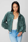 Blank NYC Olive Branch Jacket Style 62EG5628 OLK in Olive Branch;Suede Fringe Jacket;Faux Suede Fringe Jacket;Blank NYC Fringe Jacket; 