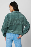 Blank NYC Olive Branch Jacket Style 62EG5628 OLK in Olive Branch;Suede Fringe Jacket;Faux Suede Fringe Jacket;Blank NYC Fringe Jacket; 