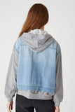Blank NYC Together Again Jacket Style 57CH5242 TGA in the Color Together Again;Layered Denim and Hoodie Jacket; 