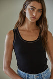 Saltwater Luxe Ganna Sweater Style S3121-Blk;Heart Sweater;By Together Clothing Mira Sleeveless Top STyle W1465 in Black;Black Contrast Stitching Tank Top; 