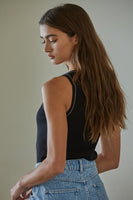 Saltwater Luxe Ganna Sweater Style S3121-Blk;Heart Sweater;By Together Clothing Mira Sleeveless Top STyle W1465 in Black;Black Contrast Stitching Tank Top; 