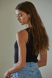 Saltwater Luxe Ganna Sweater Style S3121-Blk;Heart Sweater;By Together Clothing Mira Sleeveless Top STyle W1465 in Black;Black Contrast Stitching Tank Top; 