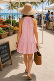 Cabana Life Clothing Coast Sleeveless Tiered Dress Style 276-CST-2070. UV Rated Coral Sleeveless V-Neck Summer Mini Dress.  