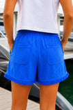 Cabana Life Royal Leaf Textured Shorts style 908-ESS-3010. Back view of the Royal Leaf Textured Shorts showing the relaxed fit, two patch pockets and fringe-trimmed hem.