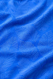 Cabana Life Clothing Royal Leaf Textured Top Style 903-ESS-3008. Macro view of the embossed tropical leaf textured stretch fabric in vibrant royal blue.
