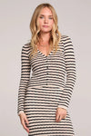 Saltwater Luxe Cardinal Cardigan Style S3729-BKWH1 in black and white stripe; 
Striped Fall Cardigan Sweater