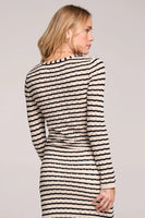 Saltwater Luxe Cardinal Cardigan Style S3729-BKWH1 in black and white stripe; 
Striped Fall Cardigan Sweater