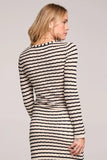 Saltwater Luxe Cardinal Cardigan Style S3729-BKWH1 in black and white stripe; 
Striped Fall Cardigan Sweater
