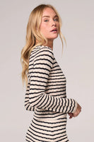 Saltwater Luxe Cardinal Cardigan Style S3729-BKWH1 in black and white stripe; 
Striped Fall Cardigan Sweater