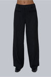 Central Park West Clothing Astrid Pinstripe Trousers Style CF25-4110W in Black;Fall Trouser Pant; 