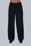 Central Park West Clothing Astrid Pinstripe Trousers Style CF25-4110W in Black;Fall Trouser Pant; 
