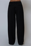 Central Park West Clothing Astrid Pinstripe Trousers Style CF25-4110W in Black;Fall Trouser Pant; 