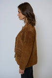 Central Park West Clothing Atlas Suede BF Blazer Style CF25-20044 in Camel;suede fall blazer;over-sized boyfriend fit Blazer; 