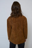 Central Park West Clothing Atlas Suede BF Blazer Style CF25-20044 in Camel;suede fall blazer;over-sized boyfriend fit Blazer; 